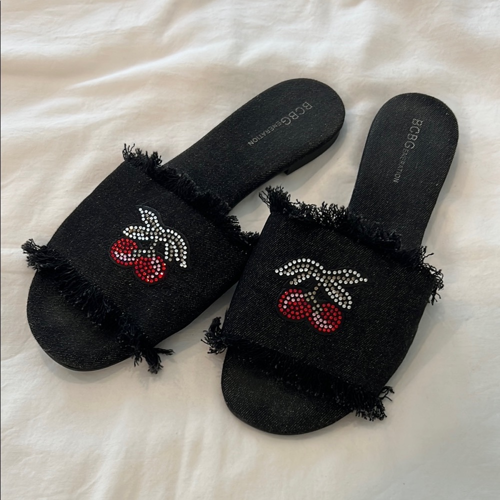 BCBG Black Cherry Slide Sandals